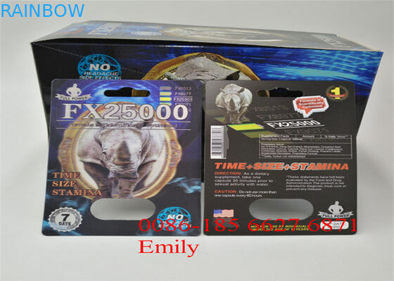 Κάρτα φουσκαλών ντυμένου εγγράφου που συσκευάζει τη στιλπνή ελασματοποίηση για τα σεξουαλικά χάπια αυξήσεων