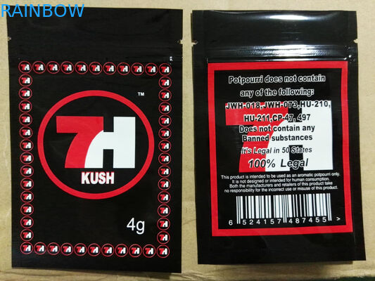 Το στιλπνό πλαστικό φερμουάρ φύλλων αλουμινίου τοποθετεί την ετικέτα συνήθειας 7h σε σάκκο που τυπώνεται για τις κάψες σπόρων CBD