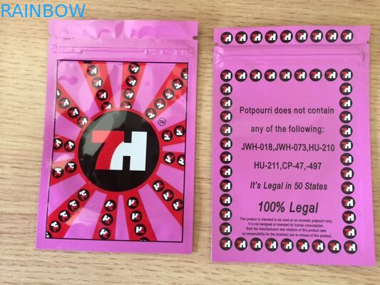 Το στιλπνό πλαστικό φερμουάρ φύλλων αλουμινίου τοποθετεί την ετικέτα συνήθειας 7h σε σάκκο που τυπώνεται για τις κάψες σπόρων CBD