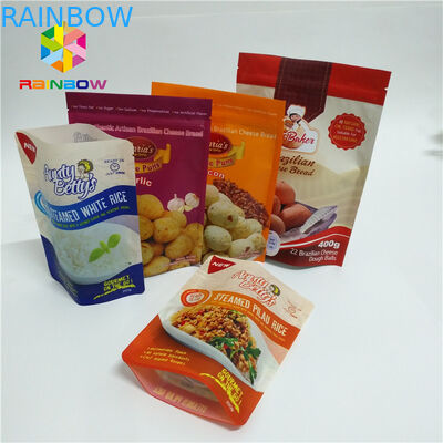 Η ζωηρόχρωμη στάση επάνω στη σακούλα τοποθετεί τη ματ επιφάνεια με τις τοπ Ziplock εγκοπές δακρυ'ων σε σάκκο