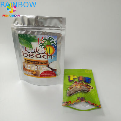 Η ζωηρόχρωμη στάση επάνω στη σακούλα τοποθετεί τη ματ επιφάνεια με τις τοπ Ziplock εγκοπές δακρυ'ων σε σάκκο