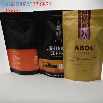 Σακούλα φύλλων αλουμινίου φερμουάρ που συσκευάζει 250g 500g με την εξαέρωση των μονόδρομων βαλβίδων