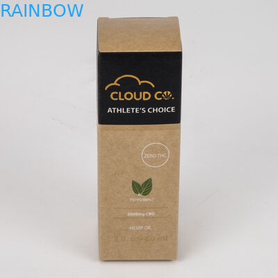 Eco φιλικό αποτυπωμένο σε ανάγλυφο καλλυντικό συσκευάζοντας εγγράφου μπουκάλι πετρελαίου Cbd εγγράφου της Kraft κιβωτίων καφετί που εφαρμόζεται