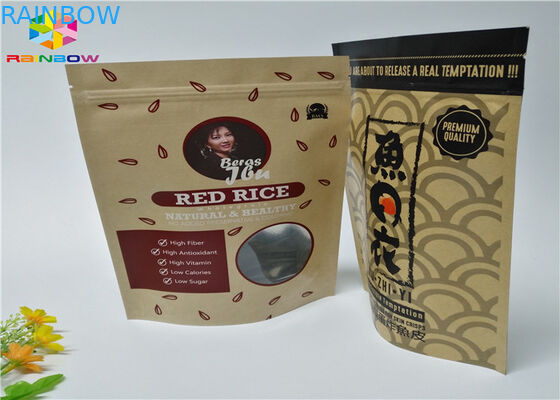 Ziplock η συνήθεια τύπωσε τη στάση τροφίμων τσαντών εγγράφου επάνω στο καφετί έγγραφο της Kraft σακουλών με το παράθυρο