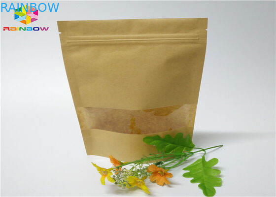 Ziplock η συνήθεια τύπωσε τη στάση τροφίμων τσαντών εγγράφου επάνω στο καφετί έγγραφο της Kraft σακουλών με το παράθυρο