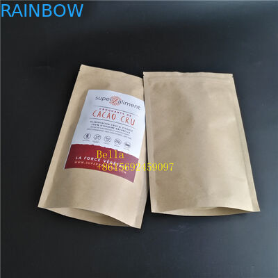 Τυπωμένες τσάντες τσαγιού φύλλων λογότυπο που συσκευάζουν την καφετιά σακούλα φερμουάρ εγγράφου της Kraft με το σαφές παράθυρο