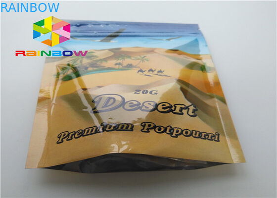 Πλαστικές σακούλες στιλπνής/επίδρασης μεταλλινών που συσκευάζουν τη δευτερεύουσα σφραγίδα τρία για το βοτανικό θυμίαμα