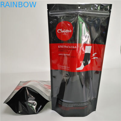 Τυπωμένες οι Ziplock πλαστικές τσάντες καθαρίζουν το εσώρουχο παραθύρων που συσκευάζει το μαύρο πακέτο Doy για τις κάλτσες