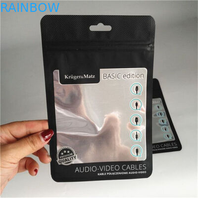 Μαύρη αλουμινίου μεταλλινών φύλλων αλουμινίου σακουλών κλειδαριά φερμουάρ καλωδίων καλωδίων τηλεφωνικής περίπτωσης συσκευάζοντας με το σαφές παράθυρο