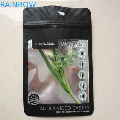 Μαύρη αλουμινίου μεταλλινών φύλλων αλουμινίου σακουλών κλειδαριά φερμουάρ καλωδίων καλωδίων τηλεφωνικής περίπτωσης συσκευάζοντας με το σαφές παράθυρο