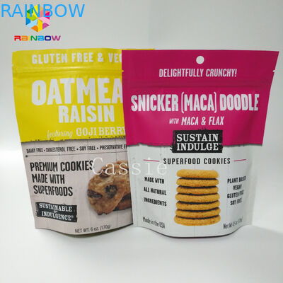 Resealable πλαστική στιλπνή τελειωμένη στάση επάνω στη συσκευασία τροφίμων τσαντών πρόχειρων φαγητών σακουλών ανθεκτική