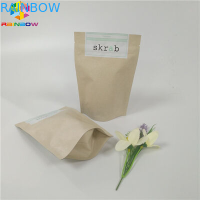 Οι προσαρμοσμένες τσάντες εγγράφου βαθμού τροφίμων που στέκονται επάνω το ανακυκλώσιμο σώμα τρίβουν τη συσκευασία