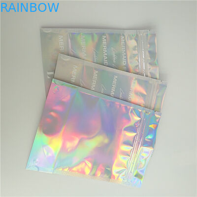 Ολογραφικές τσάντες στάσεων επάνω με την μπροστινή σαφή και πίσω ολογραφική επίδραση για τη συσκευασία Eyelash Comestic