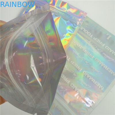 Ολογραφικές τσάντες στάσεων επάνω με την μπροστινή σαφή και πίσω ολογραφική επίδραση για τη συσκευασία Eyelash Comestic