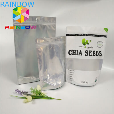 Χονδρική στάση φύλλων αλουμινίου αργιλίου βαθμού τροφίμων επάνω Ziplock στην τσάντα με το σαφές μπροστινό παράθυρο για τους σπόρους/ξηρός - συσκευασία φρούτων