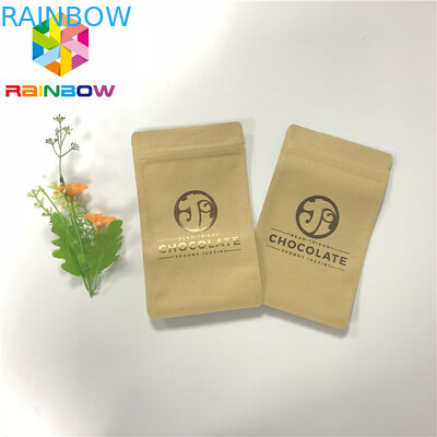 UV εκτύπωση τρεις σφραγισμένες πλευρά τσάντες εγγράφου τεχνών φερμουάρ για τη συσκευασία φραγμών σοκολάτας