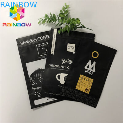 Ματ μαύρη στάση φύλλων αλουμινίου αργιλίου 200g επάνω Gravure τσαντών καφέ κλειδαριών φερμουάρ σακουλών στην εκτύπωση