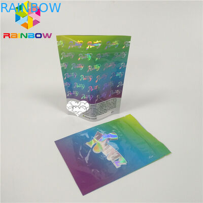 Πλαστικό ολογραμμάτων Mylar χρώμα τσαντών CMYK συσκευασίας φερμουάρ καλλυντικό με το σαφές παράθυρο