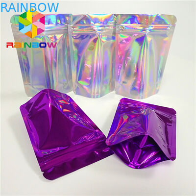 Το καλλυντικό ακτινοβολεί λαμπρή ολογραφική σακούλα Mylar ολογραμμάτων τσαντών συσκευασίας τροφίμων πρόχειρων φαγητών σκονών