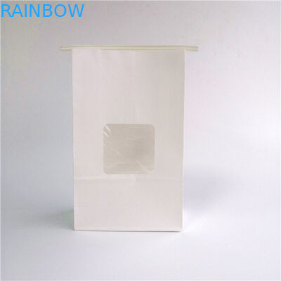 Κασσίτερου Greaseproof ανθεκτικός τσαντών εγγράφου δεσμών καφετής δευτερεύων προσαρμοσμένος Gusset με το παράθυρο