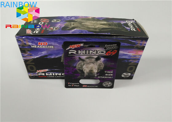 Πλαστική μπουκαλιών φουσκαλών ενθέτων τρισδιάστατη συσκευασία χαπιών αυξήσεων καρτών αρσενική από τις κάρτες/το κιβώτιο επίδειξης