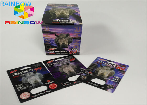 Πλαστική μπουκαλιών φουσκαλών ενθέτων τρισδιάστατη συσκευασία χαπιών αυξήσεων καρτών αρσενική από τις κάρτες/το κιβώτιο επίδειξης