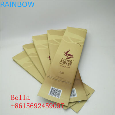 Στάση επιφάνειας μεταλλινών επάνω Gusset σακουλών φερμουάρ στα δευτερεύοντα φασόλια καφέ τσαντών που συσκευάζουν με τη βαλβίδα