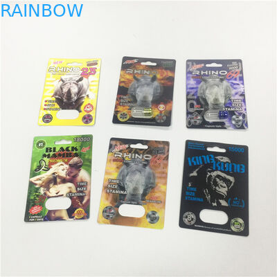 Κάρτα φουσκαλών εγγράφου κασετών που συσκευάζει τη χρυσή σφαίρα εμπορευματοκιβωτίων ρινοκέρων με την πλαστική κάλυψη