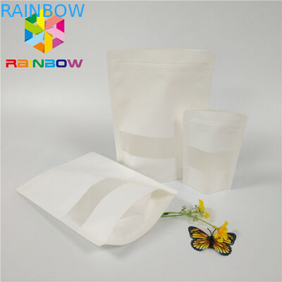 Ματ άσπρες πλαστικές σακούλες που συσκευάζουν την πολυ στάση κλειδαριών φερμουάρ Doypack επάνω στο παράθυρο ορθογωνίων σακουλών