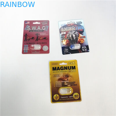 Προσαρμοσμένη κάρτα φουσκαλών λογότυπων που συσκευάζει τον ιδιωτικό τρισδιάστατο μαύρο πάνθηρα 69 7 ρινοκέρων φύλλων αλουμινίου ετικετών ενιαίο