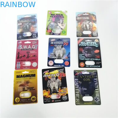 Ρινόκερος 69 τρισδιάστατη κάρτα φουσκαλών που συσκευάζει τα αρσενικά αυξήσεων καψών πλαστικά κιβώτια καρτών ενθέτων τρισδιάστατα