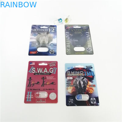 Συσκευάζοντας τυπωμένος συνήθεια τρισδιάστατος ρινόκερος 69 επίδρασης καρτών φουσκαλών ντυμένου εγγράφου πακέτο καψών χαπιών