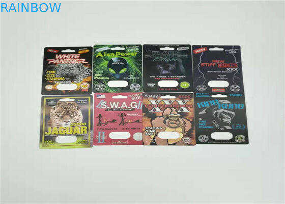 Αδιάβροχος συσκευάζοντας ρινόκερος 99 καρτών φουσκαλών 50k αρσενική αυξήσεων κάρτα ενθέτων επίδρασης χαπιών τρισδιάστατη