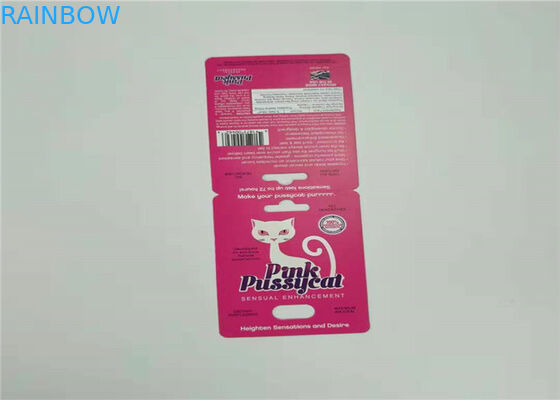 Μια καθορισμένη κάρτα εγγράφου χαπιών φύλων που συσκευάζει το κόκκινο χρώμα συνήθειας καρτών φουσκαλών ρινοκέρων V7 αγκίδων