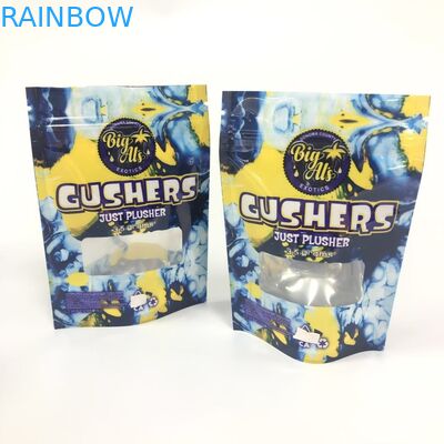 Το φύλλο αλουμινίου Gushers Mylar τοποθετεί τα βοτανικά χάπια συσκευασίας θυμιάματος σε σάκκο συσκευάζοντας στέκεται επάνω το λογότυπο συνήθειας σακουλών
