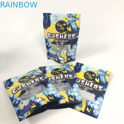 Το φύλλο αλουμινίου Gushers Mylar τοποθετεί τα βοτανικά χάπια συσκευασίας θυμιάματος σε σάκκο συσκευάζοντας στέκεται επάνω το λογότυπο συνήθειας σακουλών