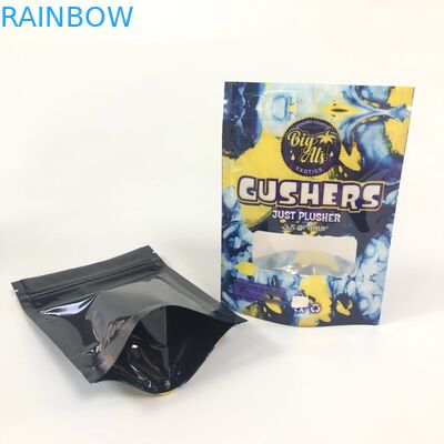 Το φύλλο αλουμινίου Gushers Mylar τοποθετεί τα βοτανικά χάπια συσκευασίας θυμιάματος σε σάκκο συσκευάζοντας στέκεται επάνω το λογότυπο συνήθειας σακουλών
