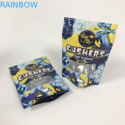 Το φύλλο αλουμινίου Gushers Mylar τοποθετεί τα βοτανικά χάπια συσκευασίας θυμιάματος σε σάκκο συσκευάζοντας στέκεται επάνω το λογότυπο συνήθειας σακουλών