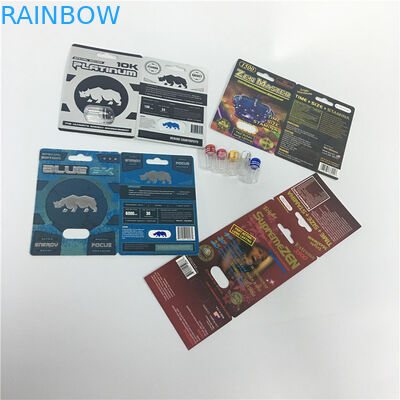 Συσκευάζοντας κιβώτια καρτών φουσκαλών καψών χαπιών φύλων λευκόχρυσου 10K που χαράσσουν την τέχνη που προσαρμόζεται