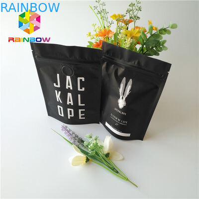 Μαύρη μεταλλική στάση σακουλών φύλλων αλουμινίου μεταλλινών επάνω 2 Oz τσάντες καφέ με το φερμουάρ/τη βαλβίδα