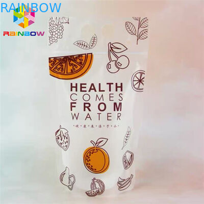 Η PET υλική πίνει τη σακούλα τροφίμων χυμού που συσκευάζει την εκτύπωση τσαντών CMYK Doypack με τις λαβές