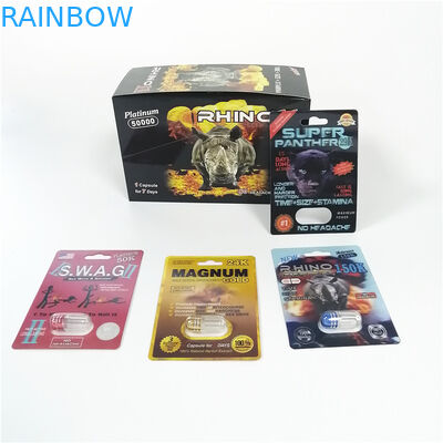 Κόκκινος ρινόκερος 69 πλαστικό πακέτο ιατρικής χαπιών φύλων σφαιρών βάζων καψών διεύρυνσης πεών