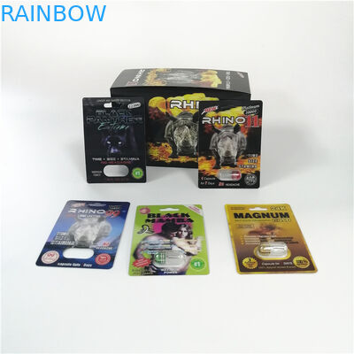 Προσαρμοσμένες λογότυπο φύλων χαπιών φουσκαλών συσκευάζοντας ρινοκέρων μαύρες συσκευασίες καψών αυξήσεων πάνθηρων αρσενικές