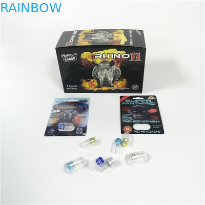 Προσαρμοσμένες λογότυπο φύλων χαπιών φουσκαλών συσκευάζοντας ρινοκέρων μαύρες συσκευασίες καψών αυξήσεων πάνθηρων αρσενικές