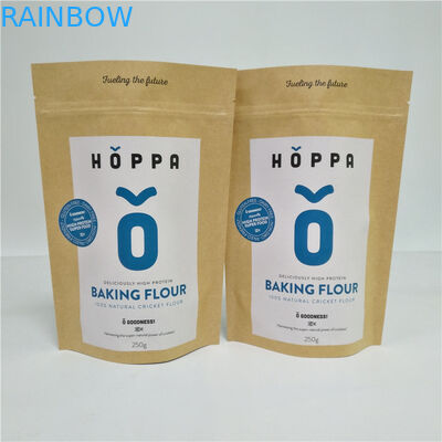 Φυσική καφετιά προσαρμοσμένη σακούλα τσαντών εγγράφου για την ξηρά συσκευασία καρυκευμάτων καρυδιών τροφίμων τσαγιού