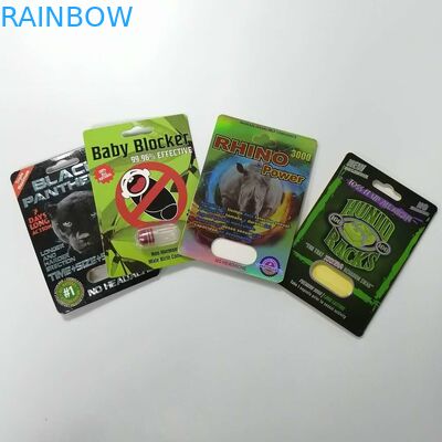 Συσκευάζοντας ρινόκερος 69 κιβωτίων εγγράφου καρτών ενθέτων φουσκαλών φωτογραφικών διαφανειών τρισδιάστατο προσαρμοσμένο συσκευασία μέγεθος χαπιών φύλων