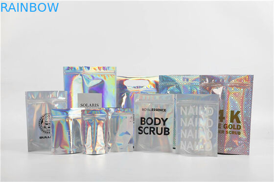 Ολογραφική στάση επάνω Ziplock Mylar φύλλων αλουμινίου αλουμινίου σακουλών φύλλων αλουμινίου για τα δώρα/τα καλλυντικά