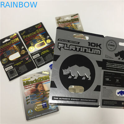 Φουσκαλών καψών προσαρμοσμένη κάρτες τυπωμένη ύλη συσκευασίας χαπιών απόδοσης εμπορευματοκιβωτίων σεξουαλική