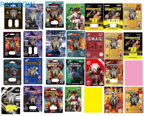 Η συνήθεια τύπωσε τον ορθοστάτη XXX καρτών εγγράφου φουσκαλών ρόδινη καυτή σφράγιση για την αρσενική κάψα αυξήσεων