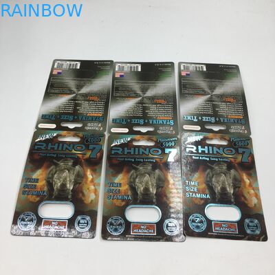 Ρινόκερος 7 κάρτα φουσκαλών 5000 καψών που συσκευάζει το τρισδιάστατο κιβώτιο επίδειξης χαπιών εγγράφου αρσενικό σεξουαλικό